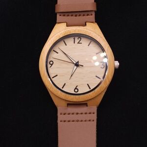 Tamlee Bamboo Wood Watch with a cow leather strap TAMLEE  Men's Wooden Handmade